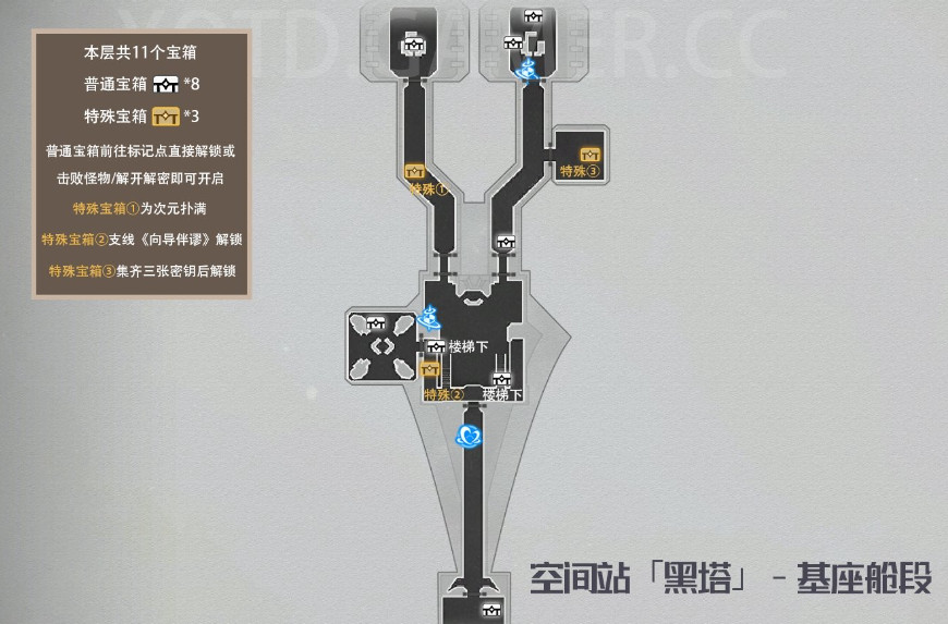 星穹铁道基座舱段11个宝箱位置